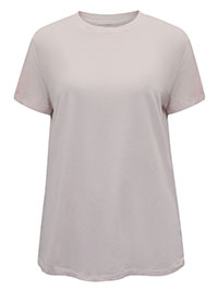 LIGHT-PINK Pure Cotton Short Sleeve Plain Crew Neck T-Shirt - Size 12 to 16/18 (M to XL)