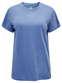 BLUE Pure Cotton Short Sleeve Plain Crew Neck T-Shirt - Size 12 to 14 (M to L)