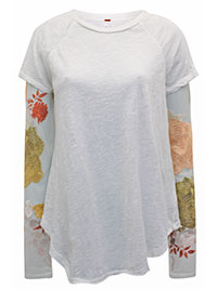 FP WHITE Pure Cotton Embroidered Mesh Sleeve Top - Size 8/10 to 16/18 (S to L)
