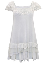 FP IVORY Embroidered Mesh Layered Hem Tunic - Size 4/6 to 16/18 (XS to L)