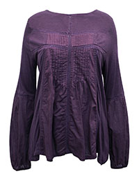 AUBERGINE Pintuck & Lace Blouson Sleeve Blouse - Size 8 to 12 AUBERGINE Pintuck & Lace Blouson Sleeve Blouse - Size 8 to 12