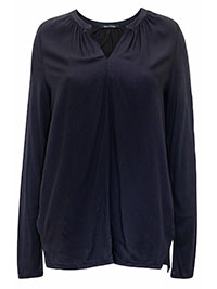 MoP NAVY V-Notch Neck Blouse - Size 6 to 16 (XXS to XL)