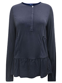 MoP CHARCOAL Pure Cotton Long Sleeve Peplum Blouse - Size 10 (S)