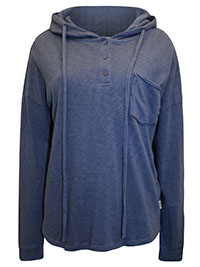MoP BLUE Pure Cotton Pocket Detail Hoodie - Size 8 to 16 (XS to XL)