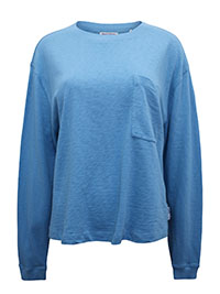 MoP SKY-BLUE Pure Cotton Scoop Neck Pocket Detail T-Shirt - Size 8 to 12 (XS to M)