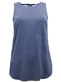 MoP SLATE Tie Back Pocket Jersey Vest Top - Size 6 to 16 (XXS to XL)