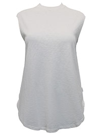 MoP WHITE Organic Cotton Raw Trim Vest Top - Size 10 to 12 (S to M)