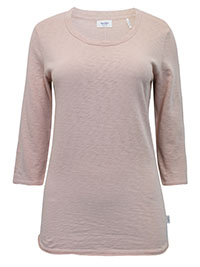 MoP PEACH Pure Cotton 3/4 Sleeve Raw Trim Top - Size 8 to 18 (XS to XL)