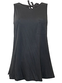 MoP CHARCOAL Pure Cotton Pocket Detail Vest Top - Size 10 to 16 (S to XL)