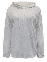 MoP IVORY Pure Cotton Half Button Hoodie - Size 10 (S)
