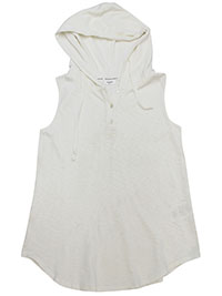 MoP IVORY Pure Cotton Sleeveless Hooded Top - Size 10 (S)