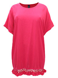 FUCHSIA Everly Pom Pom Cover Up Tunic - Plus Size 16/18 (US 14/16)