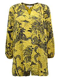 YELLOW Scenic Print Button Through Longline Top - Size 10