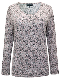 PINK Ditsy Floral Long Sleeve Crinkle Top - Size 12 to 18 (S to XL)