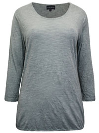 GREEN Slub Knit 3/4 Sleeve Bubble Hem Crinkle Top - Size 12 to 18