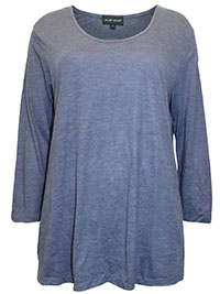 BLUE 3/4 Sleeve Crinkle Top - Size 12 to 18 (S to XL)