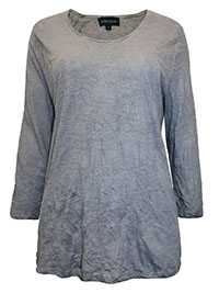 GREY 3/4 Sleeve Crinkle Top - Size 12 to 16 (S to L)
