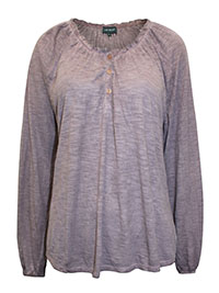 GRAPE Button Front Blouson Sleeve Top - Size 12 to 18 (S to XL)
