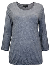 BLUE 3/4 Sleeve Crinkle Top - Size 12 to 18 (S to XL)