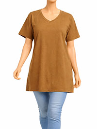 ULLAP MOCHA Basic V-Neck Relaxed Fit Short Sleeve Tee - Plus Size 12/14 to 36/38