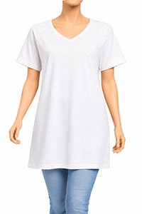 ULLAP WHITE Basic V-Neck Relaxed Fit Short Sleeve Tee - Plus Size 12/14 to 36/38