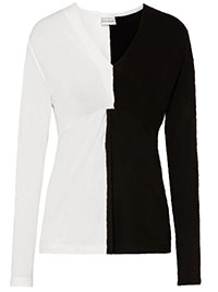BLACK/WHITE Color Block Twist Front Top - Size 6/8 to 22/24 (XS to XL)