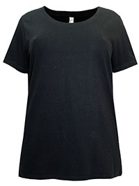 BLACK Pure Cotton Scoop Neck T-Shirt - Plus Size 20/22 to 28/30 (2 to 4)