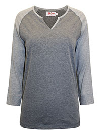 GREY Pure Cotton Raglan Sleeve Top - Size 10/12 to 26/28