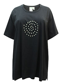 ULLAP BLACK Pure Cotton Swirl Print T-Shirt - Plus Size 28/30 to 40/42