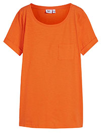 ORANGE Pure Cotton Turn Up Short Sleeve Pocket T-Shirt - Plus Size 18/20 to 30/32 (L to 3XL)