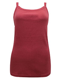 SALMON Pure Cotton Ribbed Strappy Vest Top - Size 10/12 to 26/28 (S to 2XL)