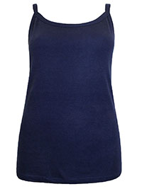 NAVY Pure Cotton Ribbed Strappy Vest Top - Size 10/12 to 26/28 (S to 2XL)