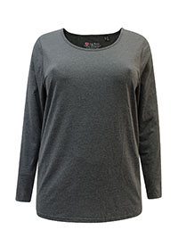 GREY Pure Cotton Scoop Neck Long Sleeve Top - Plus Size 18/20 to 22/24 (L to XL)