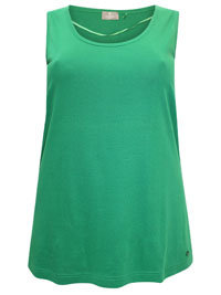 GREEN Pure Cotton Vest Top - Plus Size 20 to 28