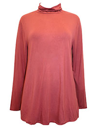 WINE Long Sleeve Turtle Neck Top - Size 10/12 to 24 (M to 2X)