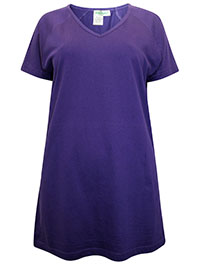 ULLAP PURPLE V-Neck Cotton Knit Tee - Plus Size 16/18