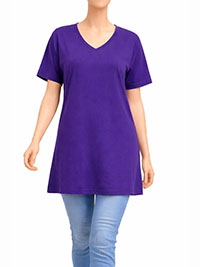 ULLAP PURPLE V-Neck Cotton Knit Tee - Plus Size 16/18
