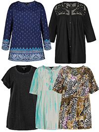 ULLAP ASSORTED Pure Cotton Tunic Tops - Plus Size 24/26 to 36/38