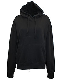 BLACK Cotton Rich Pocket Front Loose Fit Hoodie - Size S to XXL (UK 8/10 to 24)