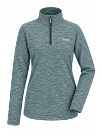 SPRUCE GREEN Melange Half Zip Sweetheart Fleece Top - Size 8 to 20