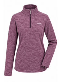 DARK PIMENTO Melange Half Zip Sweetheart Fleece Top - Size 12 to 20