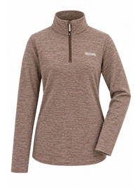 MOCHA BROWN Melange Half Zip Sweetheart Fleece Top - Size 8 to 20