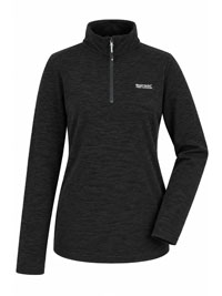 BLACK Melange Half Zip Sweetheart Fleece Top - Size 8 to 20