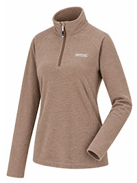 MOCHA Mini Rib Micro Fleece Montes Half Zip Top - Size 8 to 20