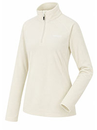 LIGHT VANILLA WHITE Mini Rib Micro Fleece Montes Half Zip Top - Size 10 to 18