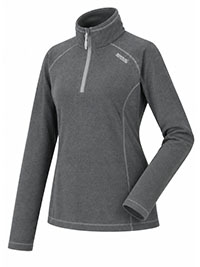 GREY ASH Mini Rib Micro Fleece Montes Half Zip Top - Size 8 to 20