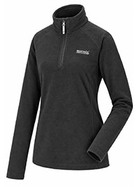 DARK LIGHT STEEL Mini Rib Micro Fleece Montes Half Zip Top - Size 10 to 20