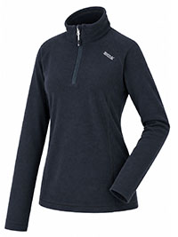 NAVY BLACK Mini Rib Micro Fleece Montes Half Zip Top - Size 8 to 20