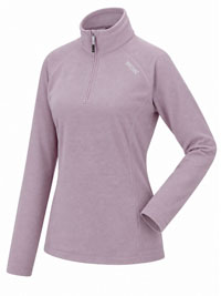 POWDER LILAC Mini Rib Micro Fleece Montes Half Zip Top - Size 8 to 20