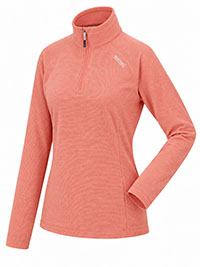 CORAL PINK Mini Rib Micro Fleece Montes Half Zip Top - Size 8 to 18